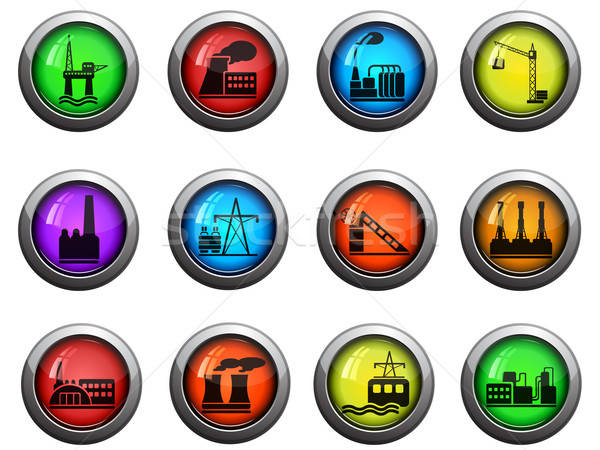 Factory and Industry icons set Stock photo © ayaxmr