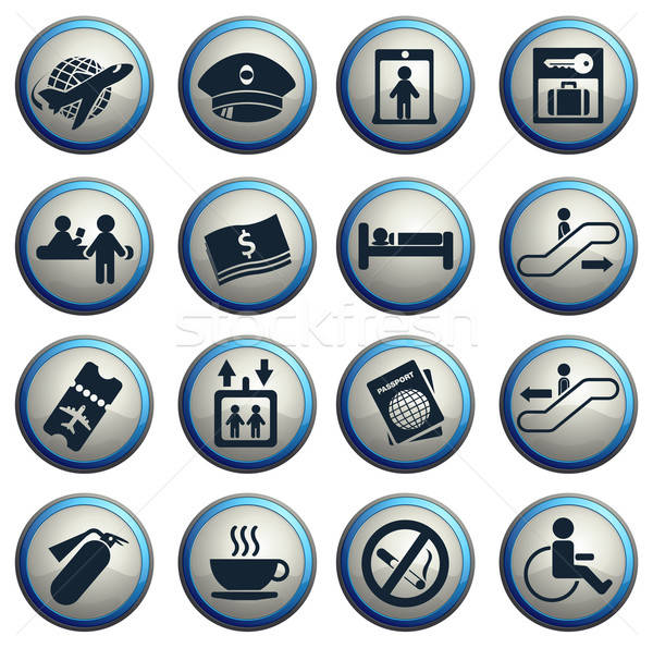 Airport icons set Stock photo © ayaxmr