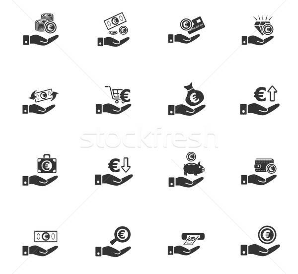 hand and money icon set Stock photo © ayaxmr