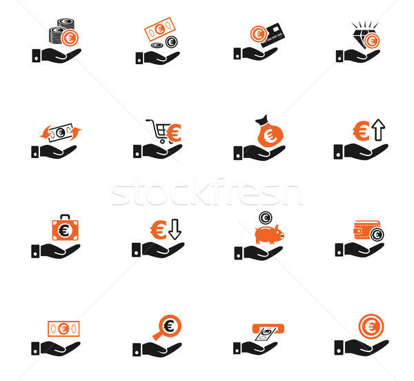 hand and money icon set Stock photo © ayaxmr