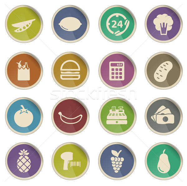 Grocery simply icons Stock photo © ayaxmr