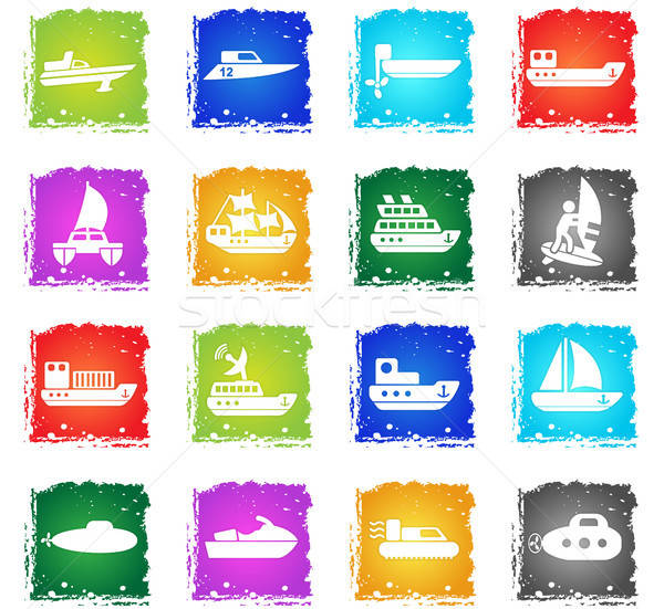 Ships yachts and boats icons set Stock photo © ayaxmr