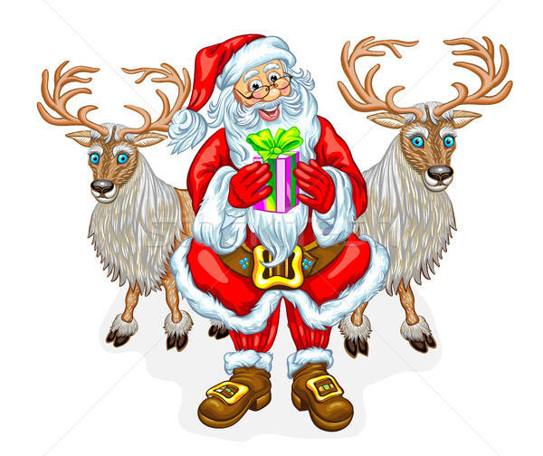 Santa Claus and reindeers Stock photo © ayaxmr