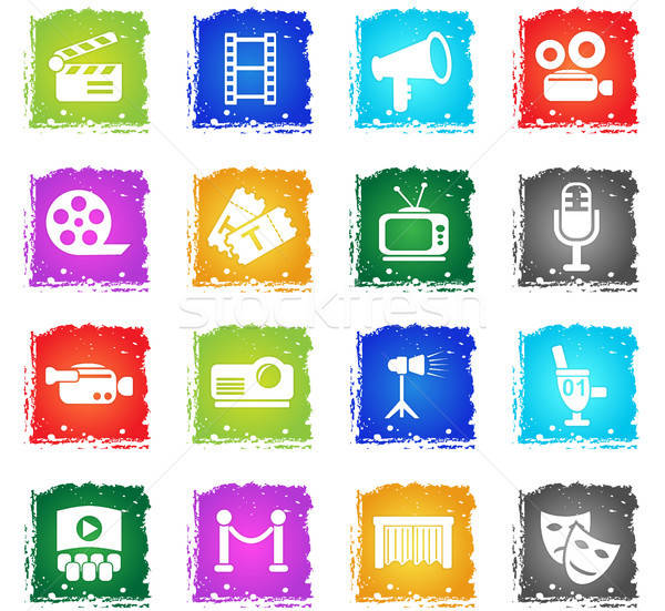 cinema icon set Stock photo © ayaxmr