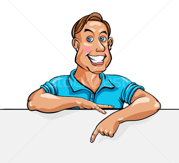 Smiling businessman pointing at blank banner Stock photo © ayaxmr