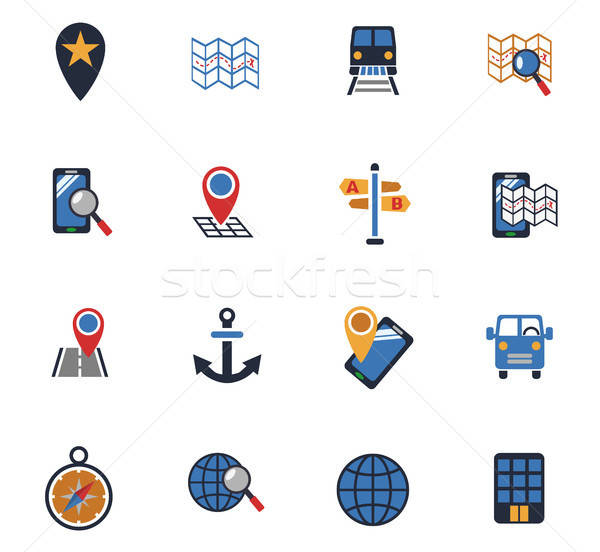 navigation transport map icons Stock photo © ayaxmr