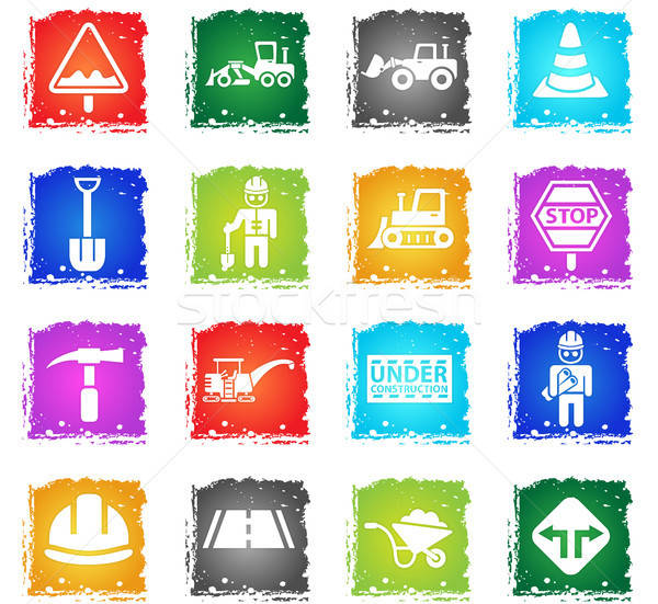 Stock photo: road repairs icon set