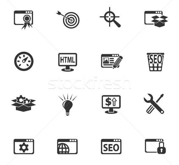 Seo fejlesztés ikon gyűjtemény webes ikonok felhasználó interfész Stock fotó © ayaxmr