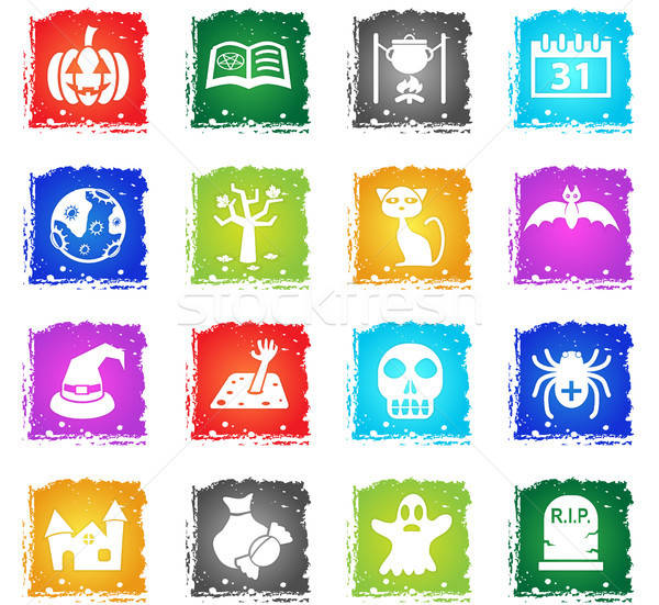 Halloween iconos de la web grunge estilo usuario Foto stock © ayaxmr