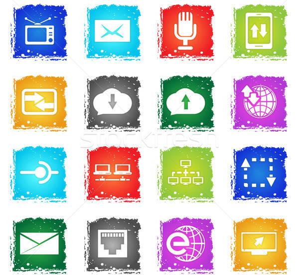 Comunicación iconos de la web grunge estilo usuario Foto stock © ayaxmr