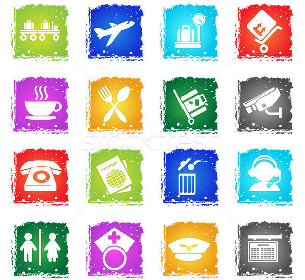 Airport icon set Stock photo © ayaxmr