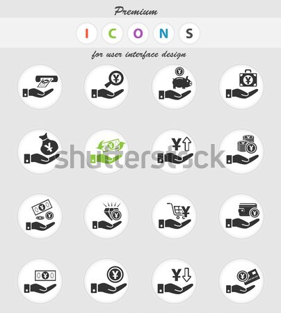 Hand and money icons set Stock photo © ayaxmr