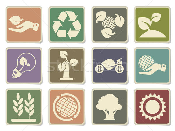 Ecology Icons set Stock photo © ayaxmr