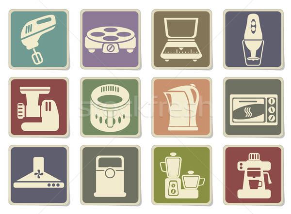 Kitchen Utensils Icon Set Stock photo © ayaxmr