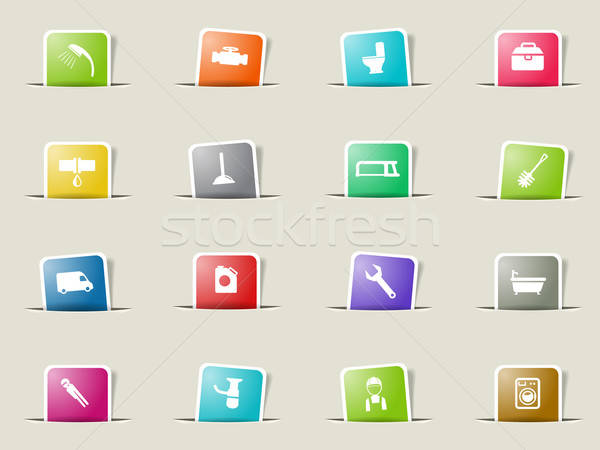 Plumbing service simply icons Stock photo © ayaxmr