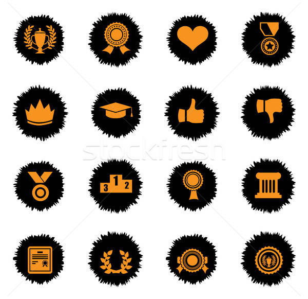 Trophy and prize icon set Stock photo © ayaxmr