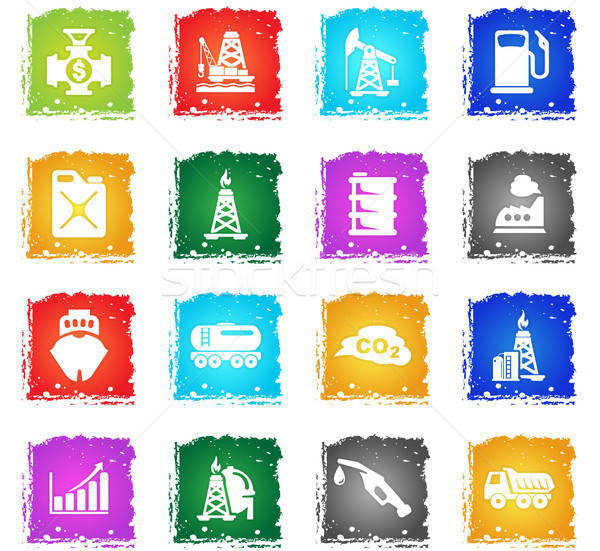 extraction of oil icon set Stock photo © ayaxmr