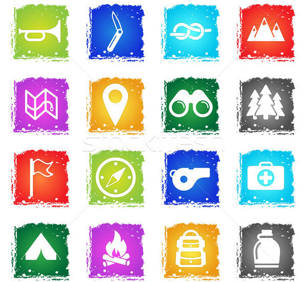 Nino explorar simplemente iconos símbolos grunge Foto stock © ayaxmr