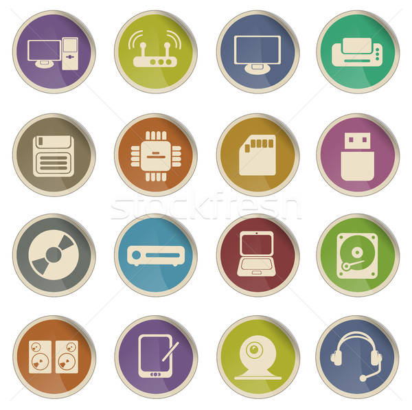 Sprzęt komputerowy ikona etykiety internetowych użytkownik komputera Zdjęcia stock © ayaxmr