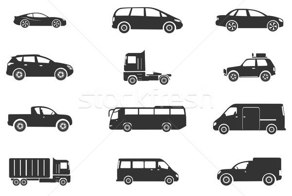 Járművek ikon gyűjtemény egyszerűen szimbólumok háló felhasználó Stock fotó © ayaxmr