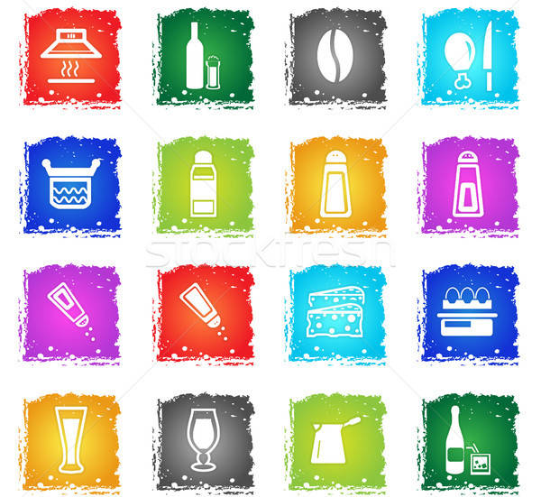 food and kitchen icon set Stock photo © ayaxmr