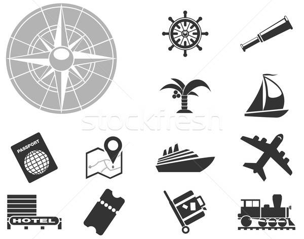 Stockfoto: Toerisme · reizen · iconen · eenvoudig · symbolen · web