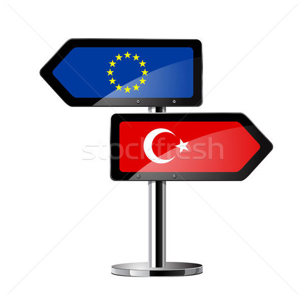 EU felirat jelzőtábla út zászló piros Stock fotó © ayaxmr