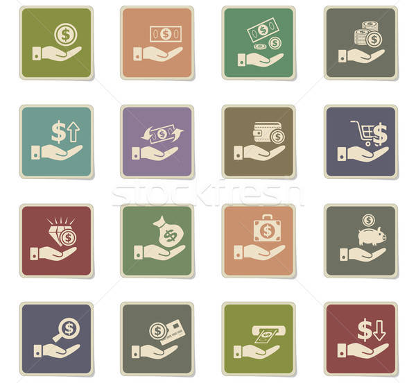 hand and money icon set Stock photo © ayaxmr