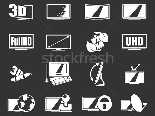 Vektor tv tulajdonságok ikon gyűjtemény internet televízió Stock fotó © ayaxmr