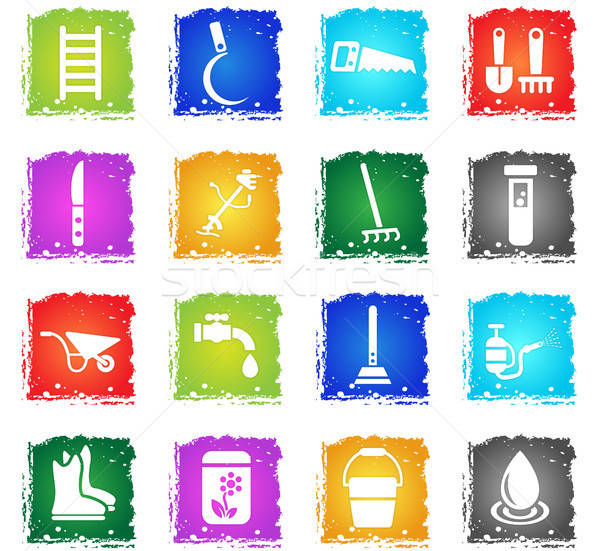 garden tools icon set Stock photo © ayaxmr