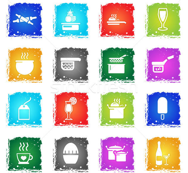 food and kitchen icon set Stock photo © ayaxmr