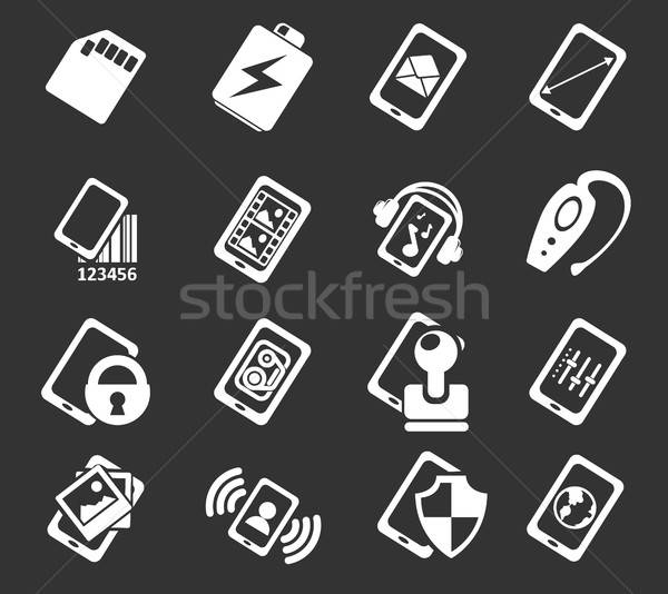 Mobil mobiltelefon okostelefon ikon szett zene internet Stock fotó © ayaxmr