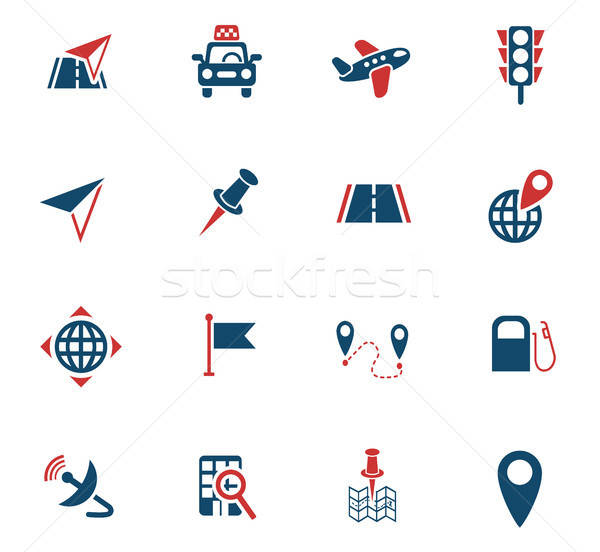 navigation ransport map icon set Stock photo © ayaxmr