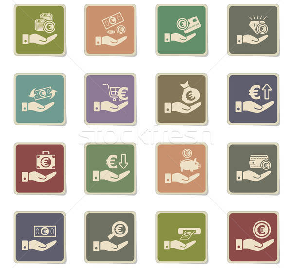 hand and money icon set Stock photo © ayaxmr