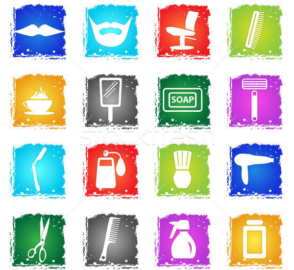 barbershop icon set Stock photo © ayaxmr