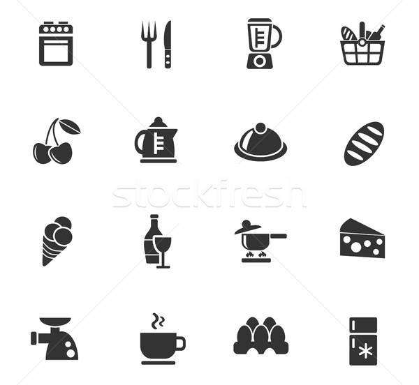 food and kitchen icon set Stock photo © ayaxmr