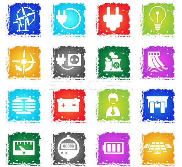 electricity icon set Stock photo © ayaxmr