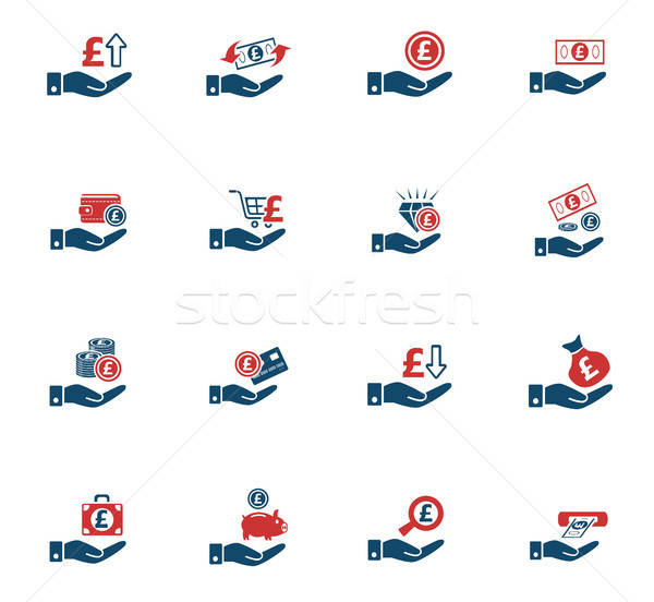 hand and money icon set Stock photo © ayaxmr