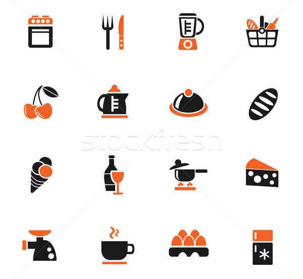 food and kitchen icon set Stock photo © ayaxmr