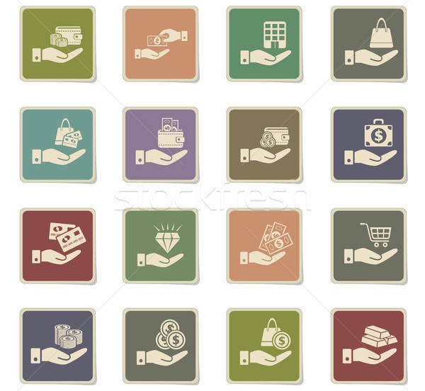 hand and money icon set Stock photo © ayaxmr