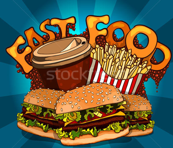 Vintage fast food groep producten vector ontwerp Stockfoto © ayaxmr