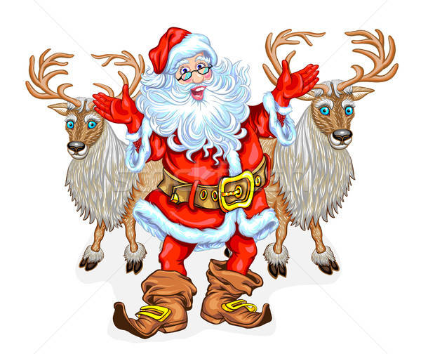 Santa Claus and reindeers Stock photo © ayaxmr