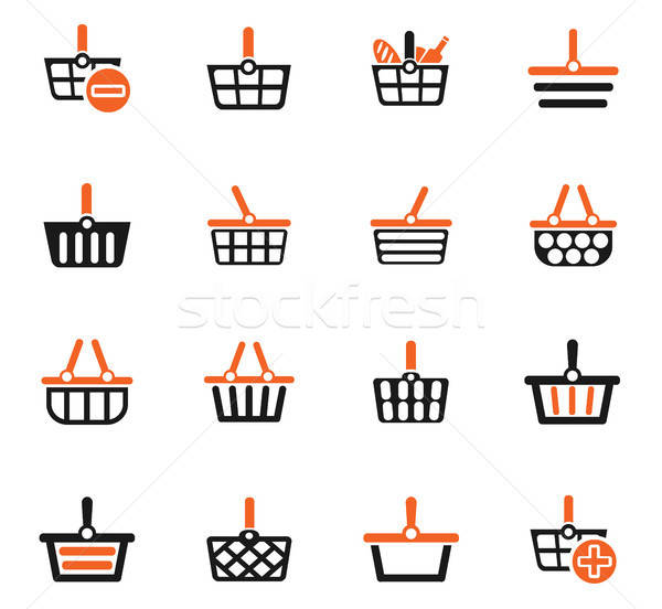 shopping basket icon set Stock photo © ayaxmr