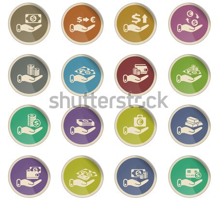 Stock photo: Hand and money icons set