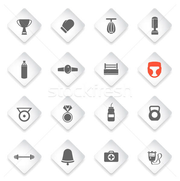 Boxe simplement icônes symbole icônes web utilisateur Photo stock © ayaxmr