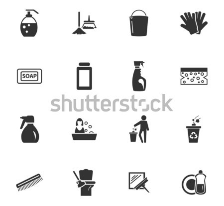 Cleaning company icons set Stock photo © ayaxmr