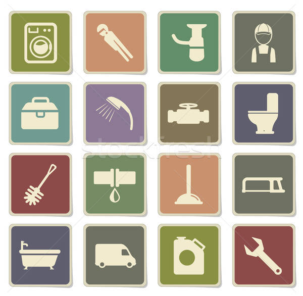 Sanitair dienst eenvoudig iconen vector web Stockfoto © ayaxmr