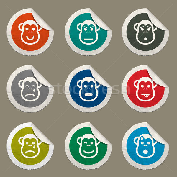 Macaco emoções simplesmente ícones teia Foto stock © ayaxmr