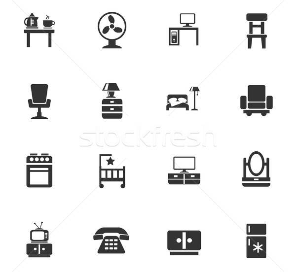 Stock fotó: Bútor · ikon · gyűjtemény · webes · ikonok · felhasználó · interfész · terv