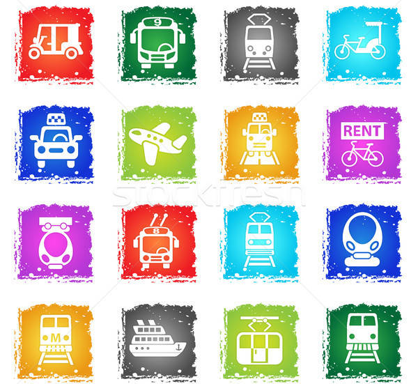 Transport publiczny web ikony grunge stylu użytkownik Zdjęcia stock © ayaxmr